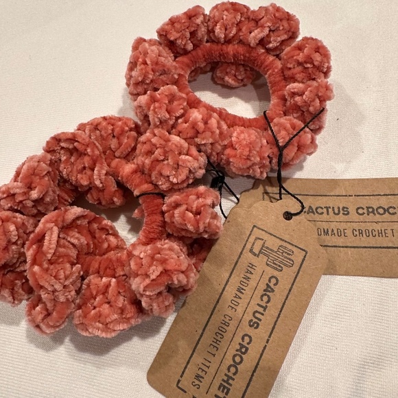 2 Crocheted hand made Velvet Scrunchies *****TWO FOR $12***** - Picture 1 of 3